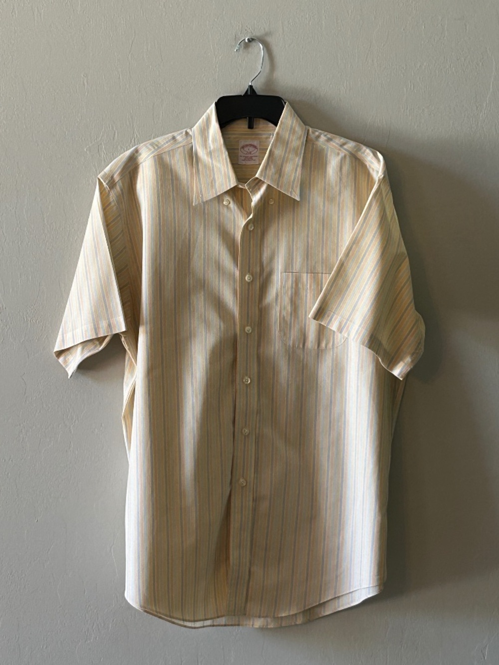 Brooks Brothers 346 Short Sleeve Shirt Multi-Stripe L Dadcore Vintage Style Geek